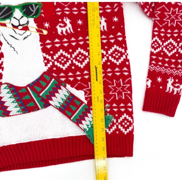 Ugly Christmas LLama Sweater Small Medium Red Candy Cane pullover Blizzard Bay - Picture 6 of 10